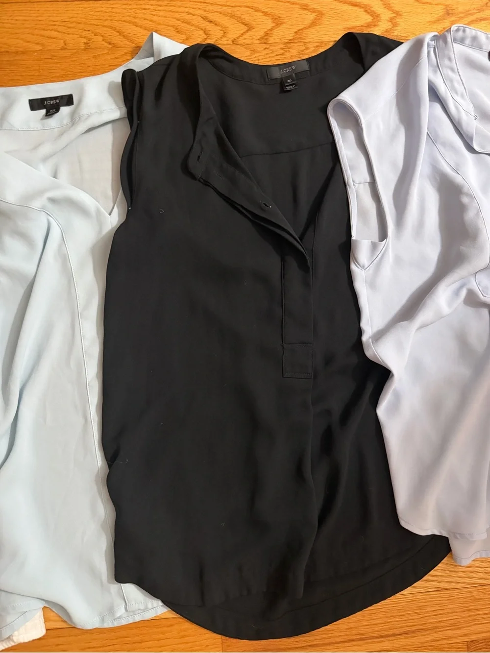 J. Crew Four-Piece Women’s Blouse Set — Black, White, Light Blue, Pale Blue